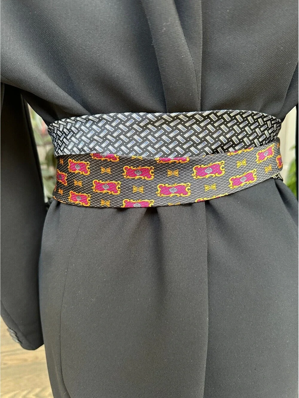 Upcycled Silk Necktie Obi Belt | Handmade Corset Style Belt | One-of-a-Kind | OS